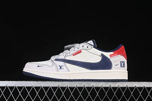 All Categories Air Jordan Jordan Series Basketball Shoes Air Jordan 1 Low High-end Customized Low-top Shoes Travis Scott x Fragment Design x Air Jordan 1 Low OG SP AJ1 Joe 1 LV Joint Piggy Blue Hook Woven Label Low-top Cultural Casual Shoes CX5050-Y15